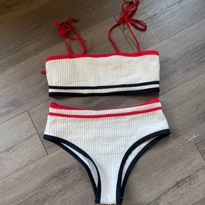 NWOT red, white, and black textured Shein bikini!